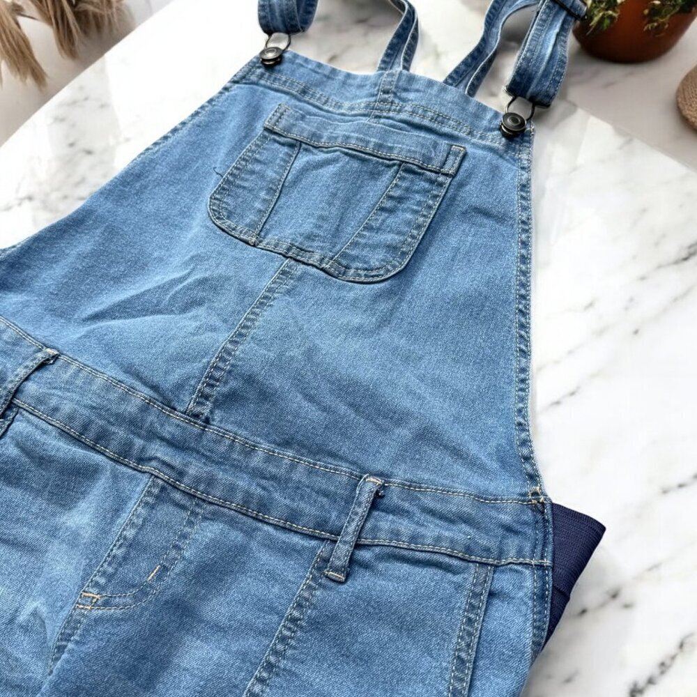 Planet Motherhood Pull On Cotton Maternity Overalls Size Small W/ Pockets - Picture 13 of 13